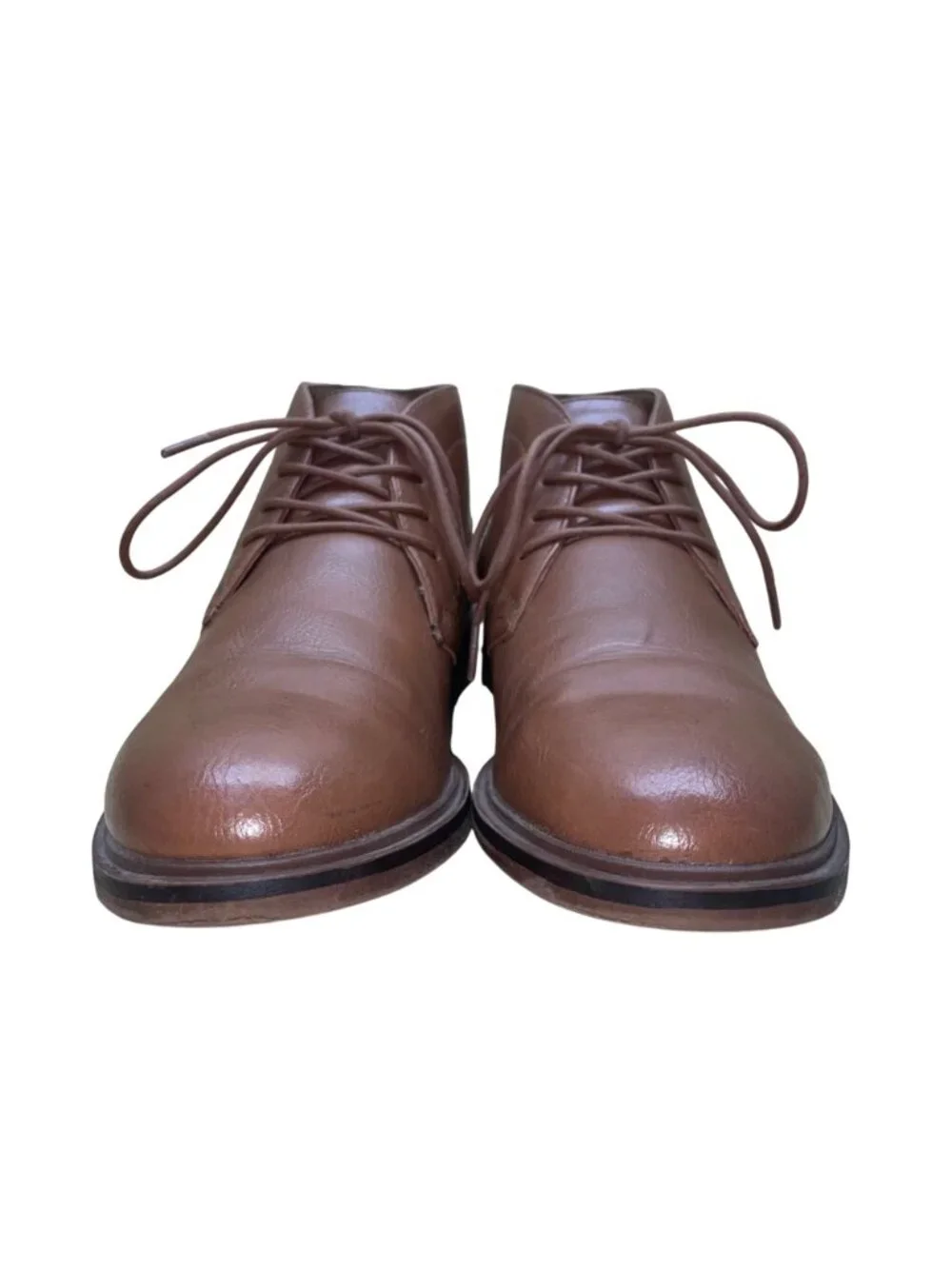 Sonoma Men’s Cognac Brown Faux Leather Lace-Up Ortholite Aaron Ankle Boots Sz 8M